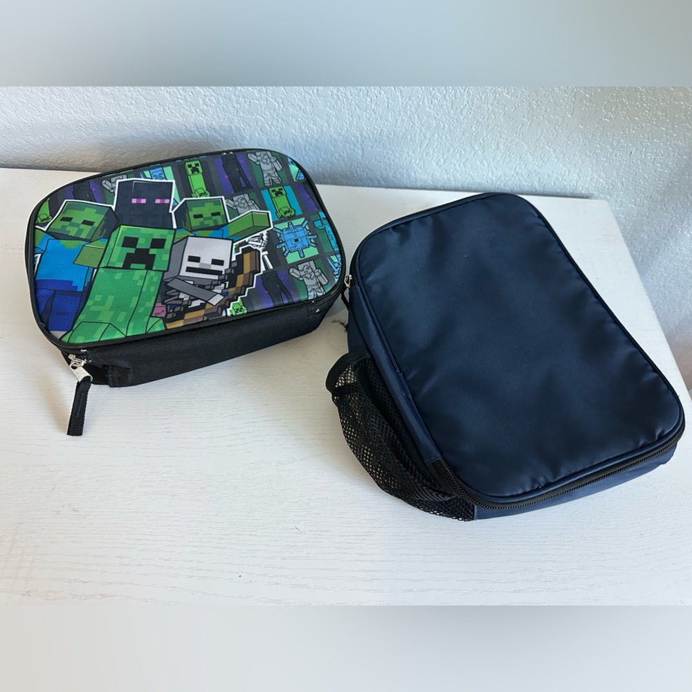 Minecraft Themed‎ and Navy Blue Kids lunch bags